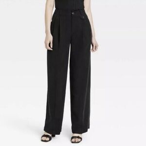 A New Day Black Wide-Leg High-Waisted Pants • Small • Minimalist / Workwear Chic